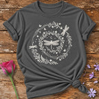 Dragonfly Wreath Celestial T-Shirt in Charcoal