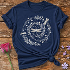 Dragonfly Wreath Celestial T-Shirt in Navy