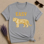 Easy — Vintage Gold Tiger Bold Statement T-Shirt for Women in Sport Grey