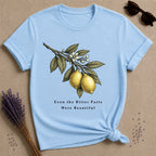 Even the Bitter Parts Were Beautiful — Botanical Healing T-Shirt for Women — Light Blue