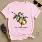 Even the Bitter Parts Were Beautiful — Botanical Healing T-Shirt for Women — Light Pink