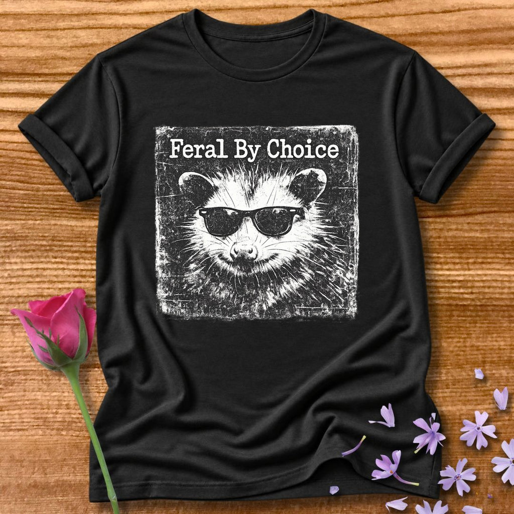 Feral By Choice — Vintage Raccoon Sticker Graphic in Black