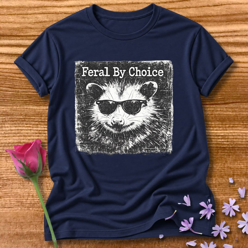 Feral By Choice — Vintage Raccoon Sticker Graphic in Navy