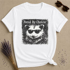 Feral By Choice — Vintage Raccoon Sticker Graphic T-Shirt for Women in White