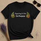 Figuring It Out On Purpose — Botanical Fern Leaf T-Shirt for Women in Black