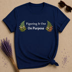 Figuring It Out On Purpose — Botanical Fern Leaf T-Shirt for Women in Navy