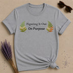 Figuring It Out On Purpose — Botanical Fern Leaf T-Shirt for Women in Sport Grey