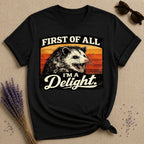 First of All I’m a Delight — Washed Out Vintage Opossum T-Shirt for Women in Black