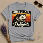 First of All I’m a Delight — Washed Out Vintage Opossum T-Shirt for Women in Sport Grey