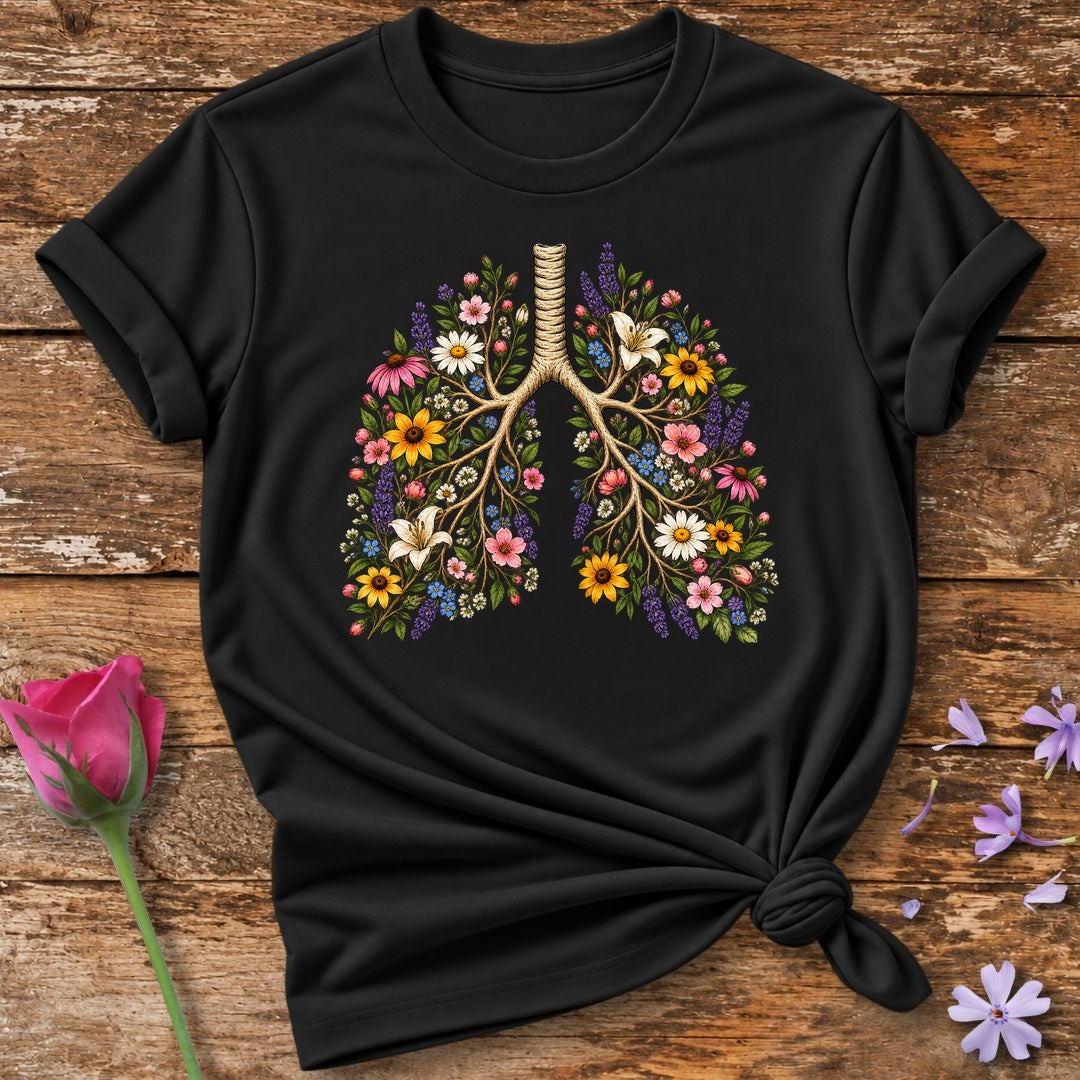 Floral Lungs T-Shirt in Black