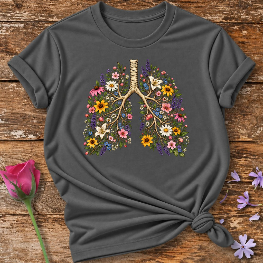 Floral Lungs T-Shirt in Charcoal