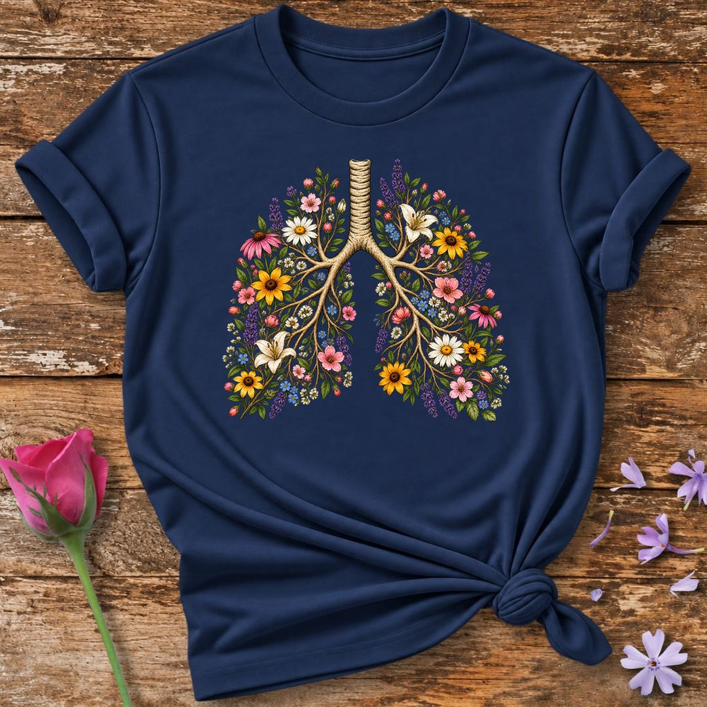 Floral Lungs T-Shirt in Navy