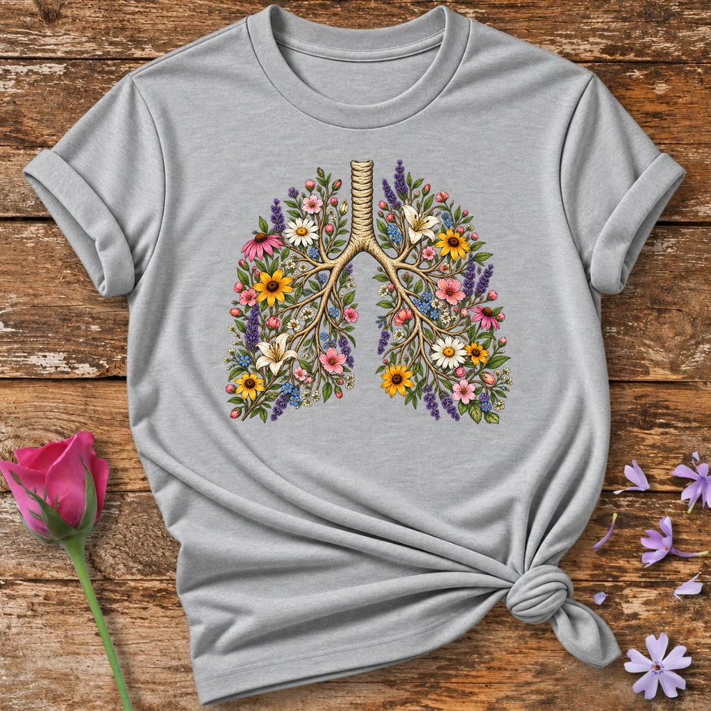 Floral Lungs T-Shirt in Sport Grey