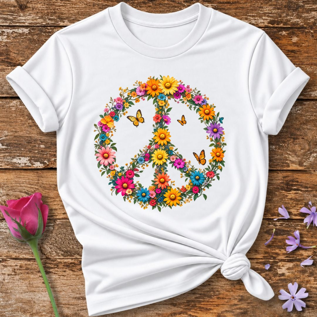 Floral Peace Sign T-Shirt in White