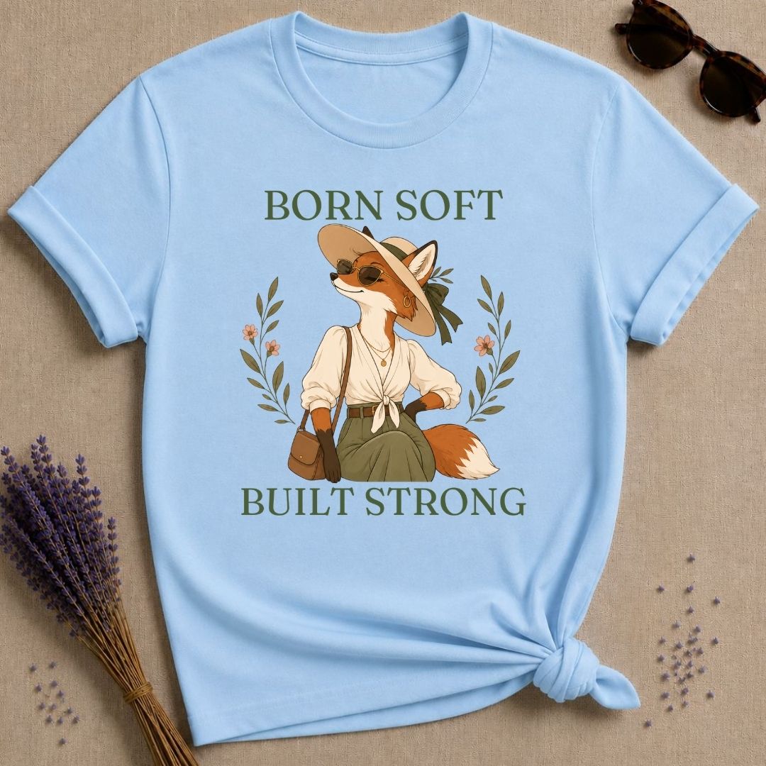Fox Born Soft Built Strong T-Shirt - Light Blue