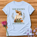 Fox — She Knows Her Worth Vintage Aesthetic Animal in Light Blue