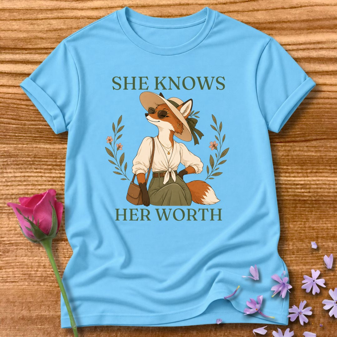 Fox — She Knows Her Worth Vintage Aesthetic Animal in Sky