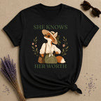 Fox She Knows Her Worth T-Shirt - Black