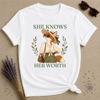 Fox She Knows Her Worth T-Shirt - White