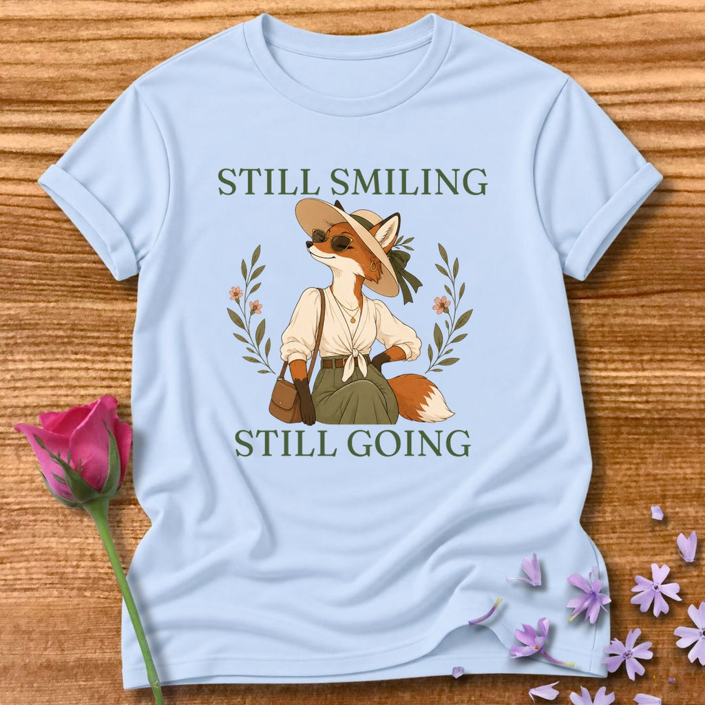 Fox — Still Smiling Still Going Vintage Aesthetic Animal in Light Blue