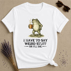 Frog with Coffee — Vintage Engraving Graphic T-Shirt for Women in White