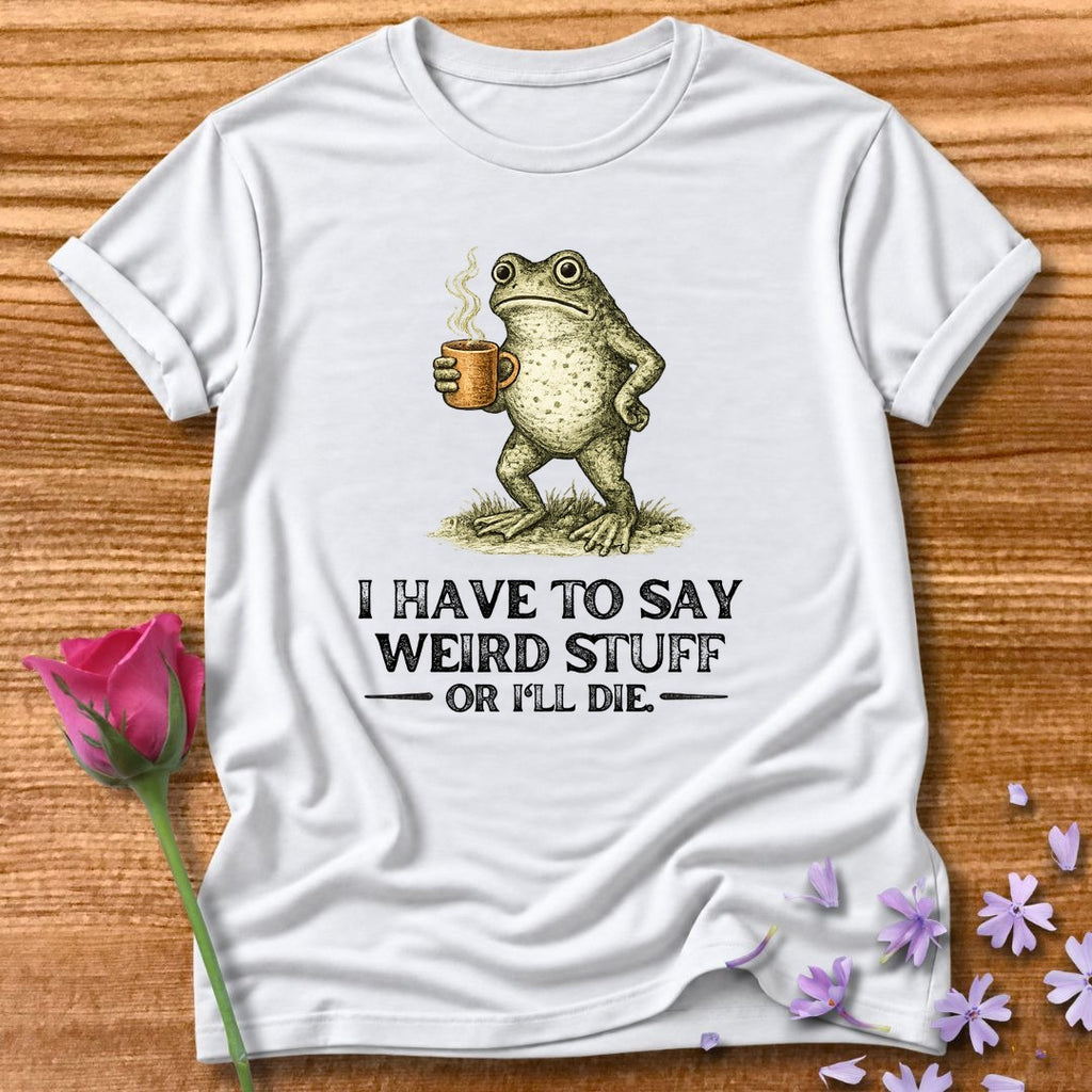 Frog with Coffee — Vintage Engraving Graphic in White