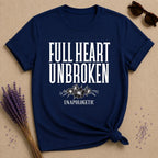 Full Heart Unbroken Unapologetic — Botanical Floral T-Shirt for Women in Navy
