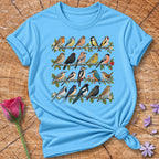 Garden Bird Collection — Watercolor Field Guide T-Shirt for Women in Sky