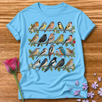 Garden Bird Collection — Watercolor Field Guide T-Shirt for Women in Sky