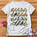 Garden Bird Collection — Watercolor Field Guide T-Shirt for Women in White