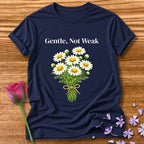 Gentle, Not Weak — Wildflower Botanical Empowerment Tee for Women in Navy