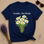 Gentle, Not Weak — Wildflower Botanical Empowerment Tee for Women in Navy