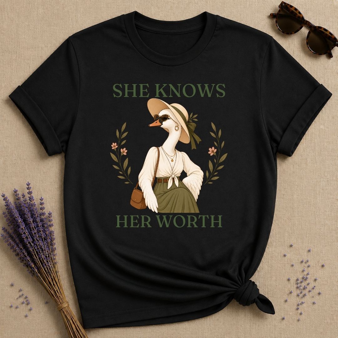 Goose She Knows Her Worth T-Shirt - Black