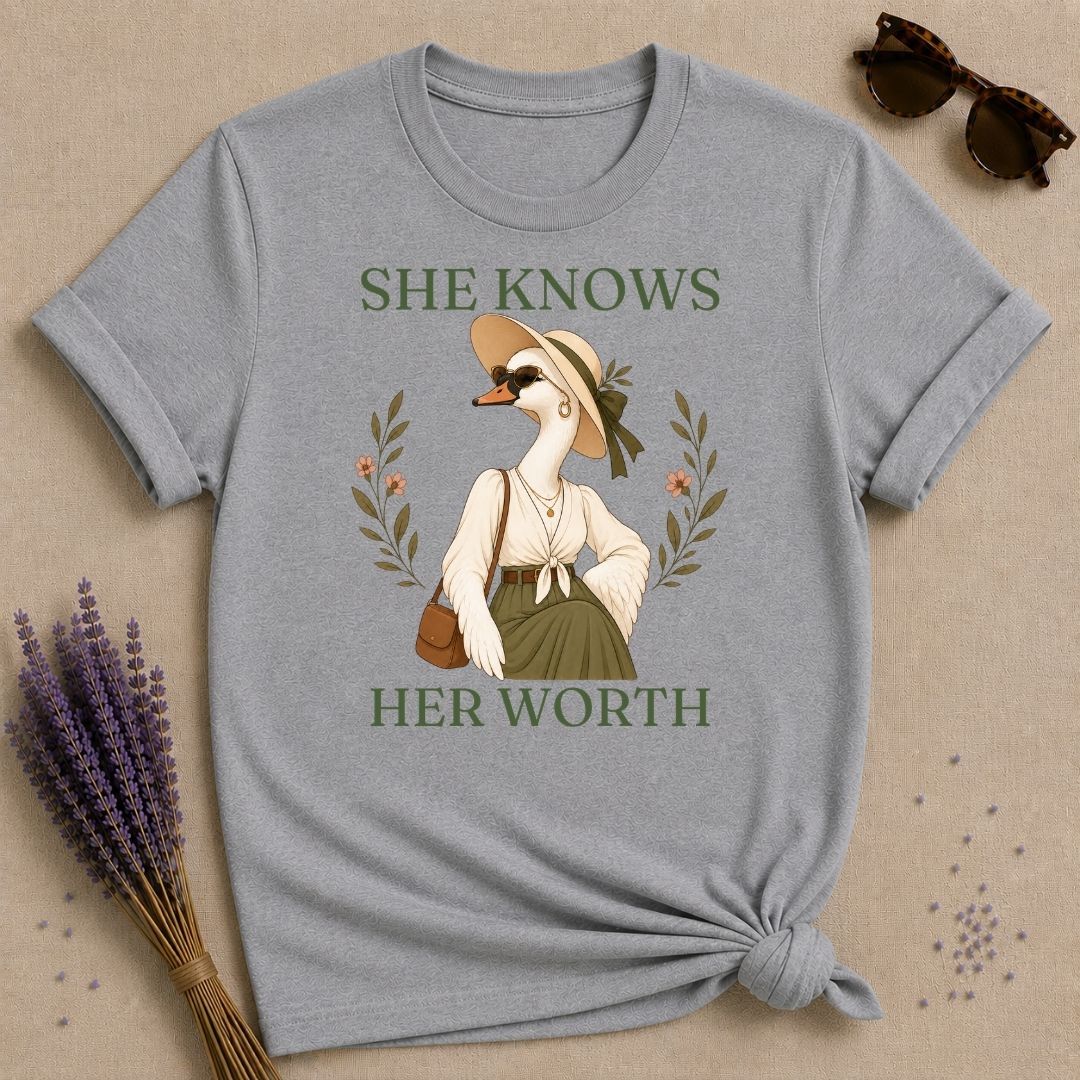 Goose She Knows Her Worth T-Shirt - Sport Grey