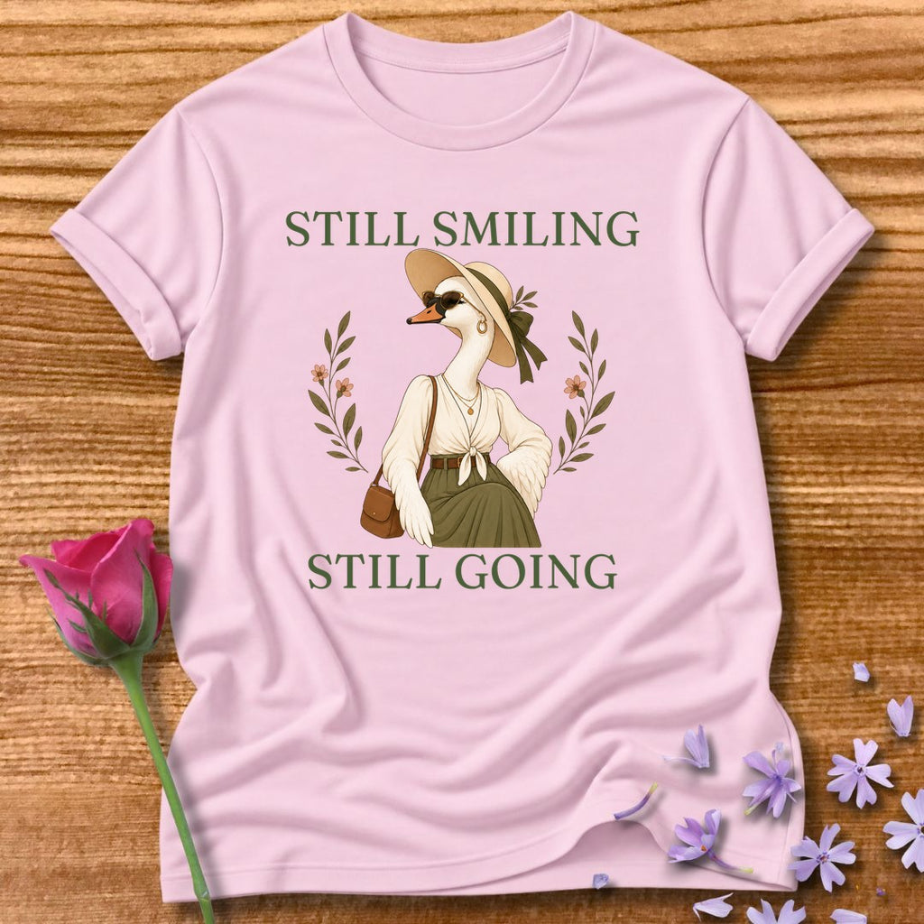 Goose — Still Smiling Still Going Vintage Aesthetic Animal in Light Pink