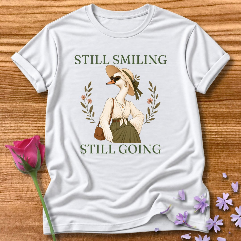 Goose — Still Smiling Still Going Vintage Aesthetic Animal in White