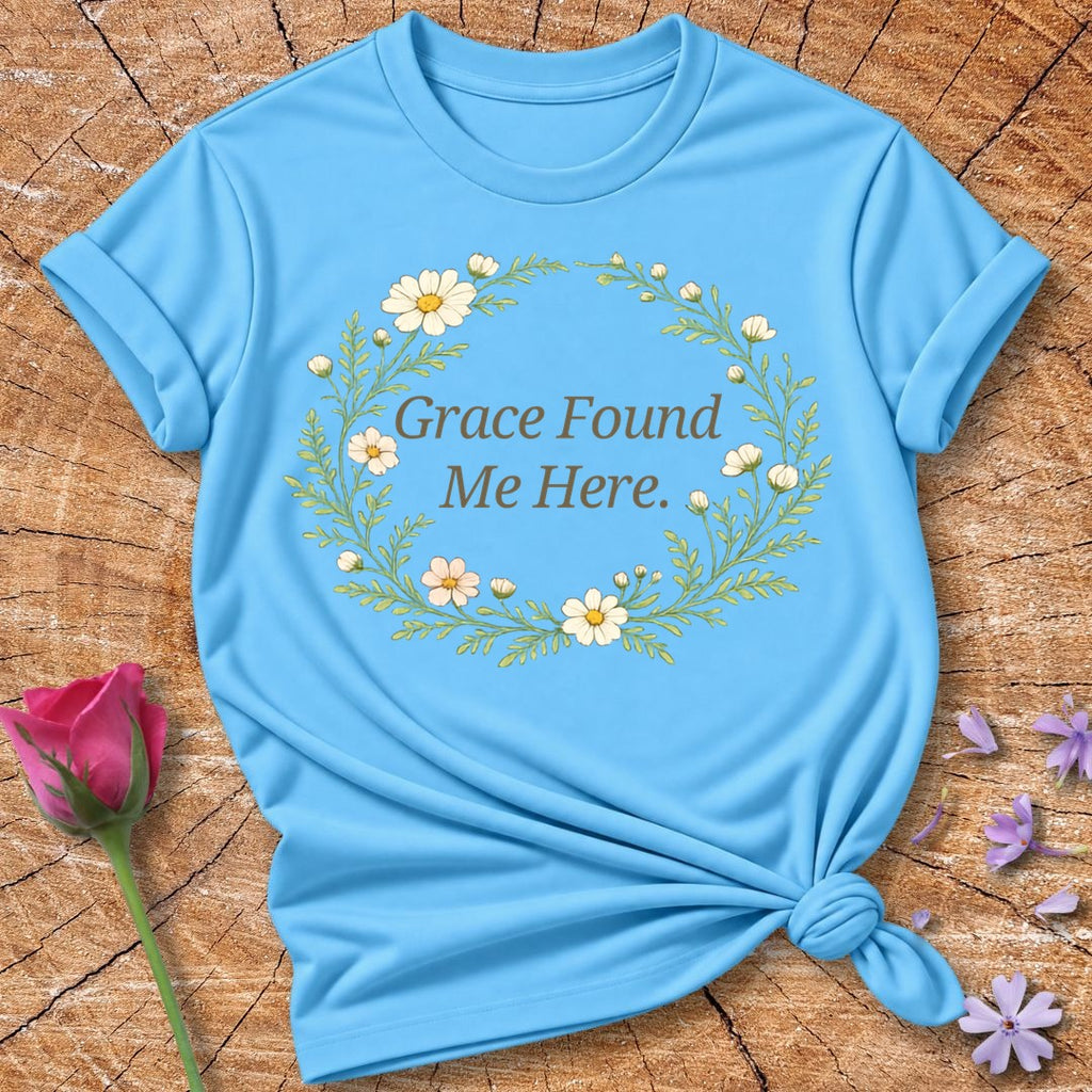 Grace Found Me Here — Botanical Chamomile Wreath in Sky