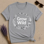 Grow Wild — Botanical Dragonfly Wreath T-Shirt for Women in Sport Grey