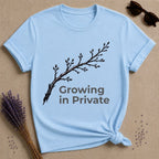 Growing in Private — Bare Branch Botanical T-Shirt for Women in Light Blue