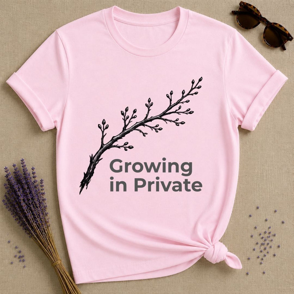 Growing in Private — Bare Branch Botanical T-Shirt for Women in Light Pink