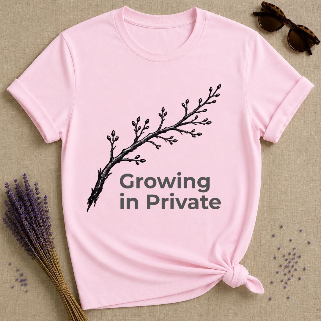 Growing in Private — Bare Branch Botanical T-Shirt for Women in Light Pink