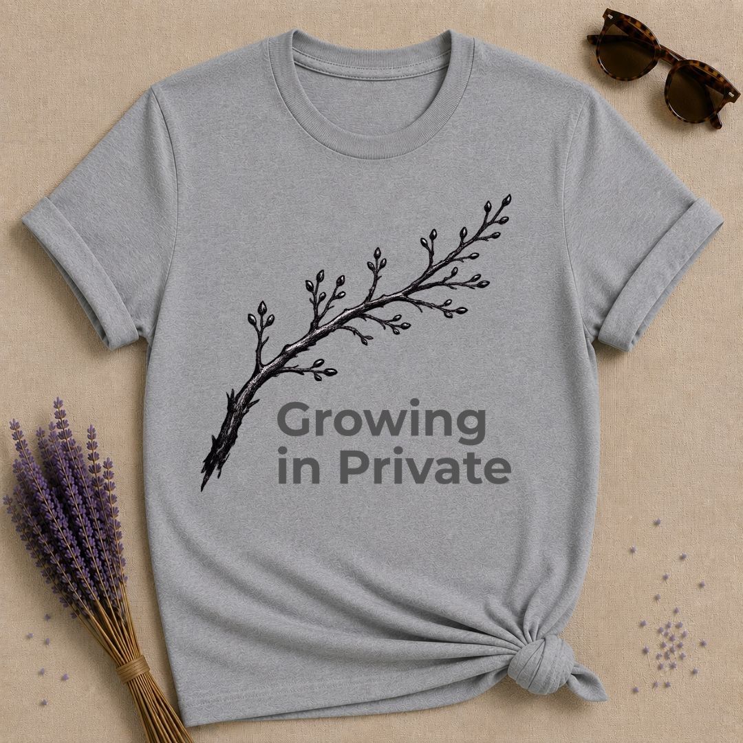 Growing in Private — Bare Branch Botanical T-Shirt for Women in Sport Grey