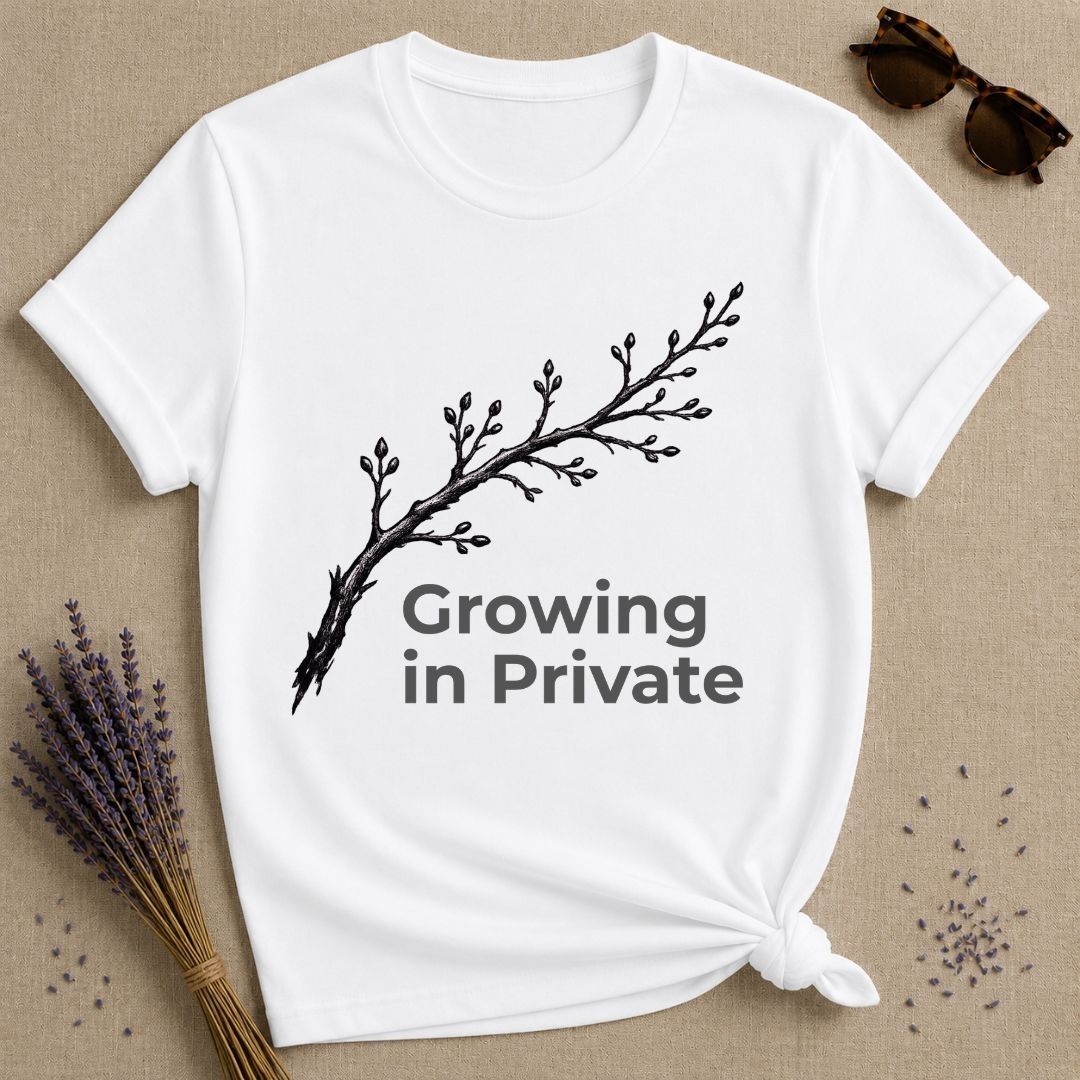 Growing in Private — Bare Branch Botanical T-Shirt for Women in White