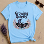 Growing Quietly — Celestial Moth Wreath T-Shirt for Women in Sky