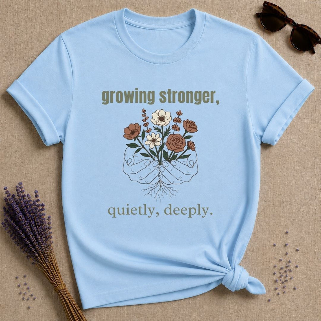 Growing Stronger floral graphic tee for women