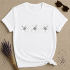Hibiscus Trio — Botanical Line Art Graphic T-Shirt for Women in White