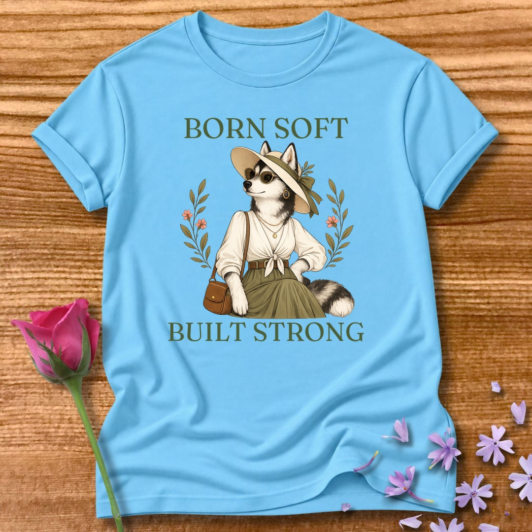 Husky — Born Soft Built Strong Vintage Aesthetic Animal in Sky