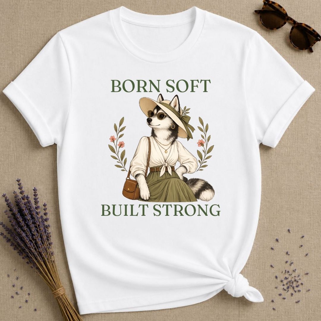Husky Born Soft Built Strong T-Shirt - White