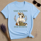 Husky She Knows Her Worth T-Shirt - Light Blue