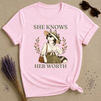 Husky She Knows Her Worth T-Shirt - Light Pink